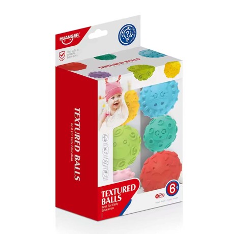 Set 6 Mini Pelotas Silicona Texturizada Blanda Bebé Huanger Multicolor