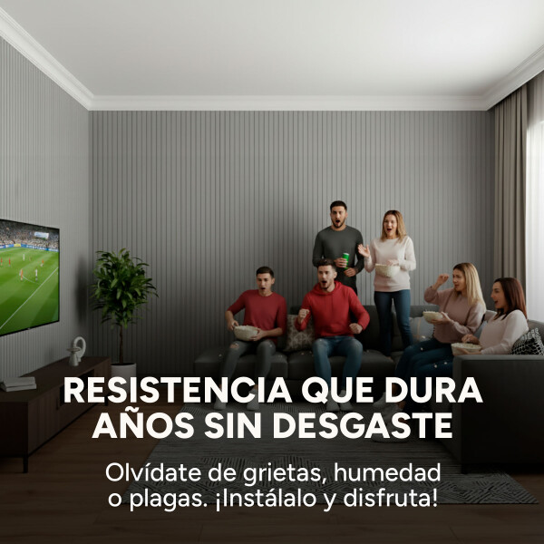 Revestimiento Wpc Simil Madera Wall Panel Lambrin 2.90x16.7 Color Espiga Gris