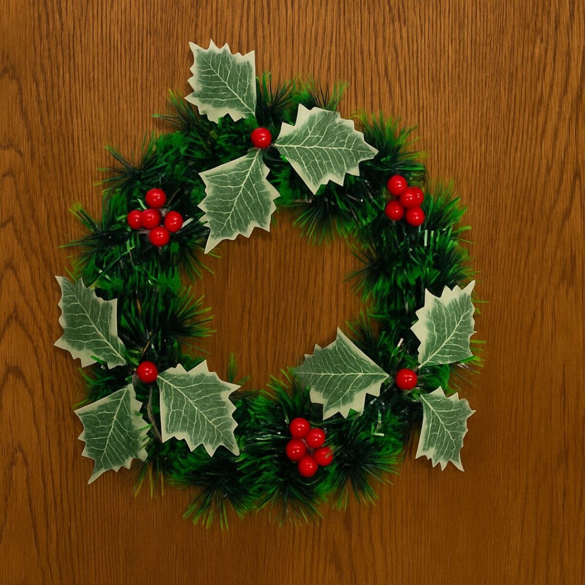 CORONA NAVIDEÑA MUERDAGO 25CM 