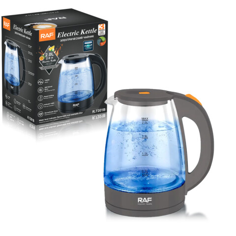 Jarra Hervidor De Agua Eléctrica En Vidrio 2 Litros 1500w R.7201 - Gris Jarra Hervidor De Agua Eléctrica En Vidrio 2 Litros 1500w R.7201 - Gris