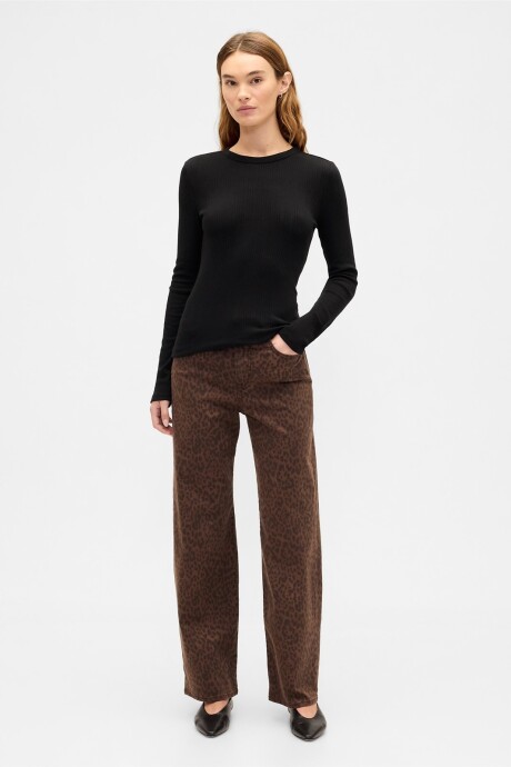 Remera Rib Mujer True Black