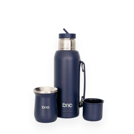 Set De Termo 1 Litro Y Mate Diseño Clásico brio Acero Inox Azul