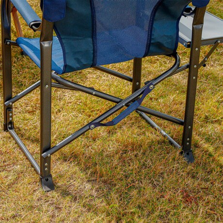Silla Reposera Camping Playa C/mesa Plegable Acero Azul