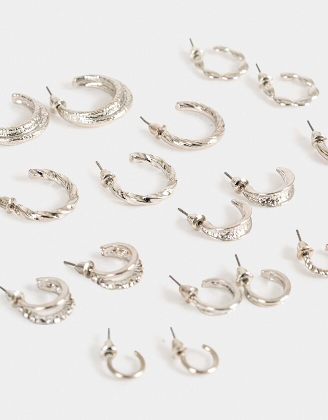 Aros Argollas Set Metal Aros Argollas Sets - Plateado