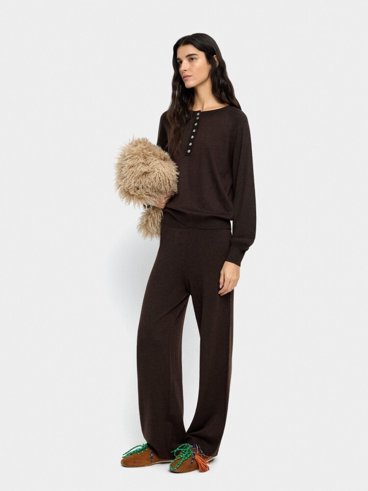 Jersey De Punto Con Botones marron