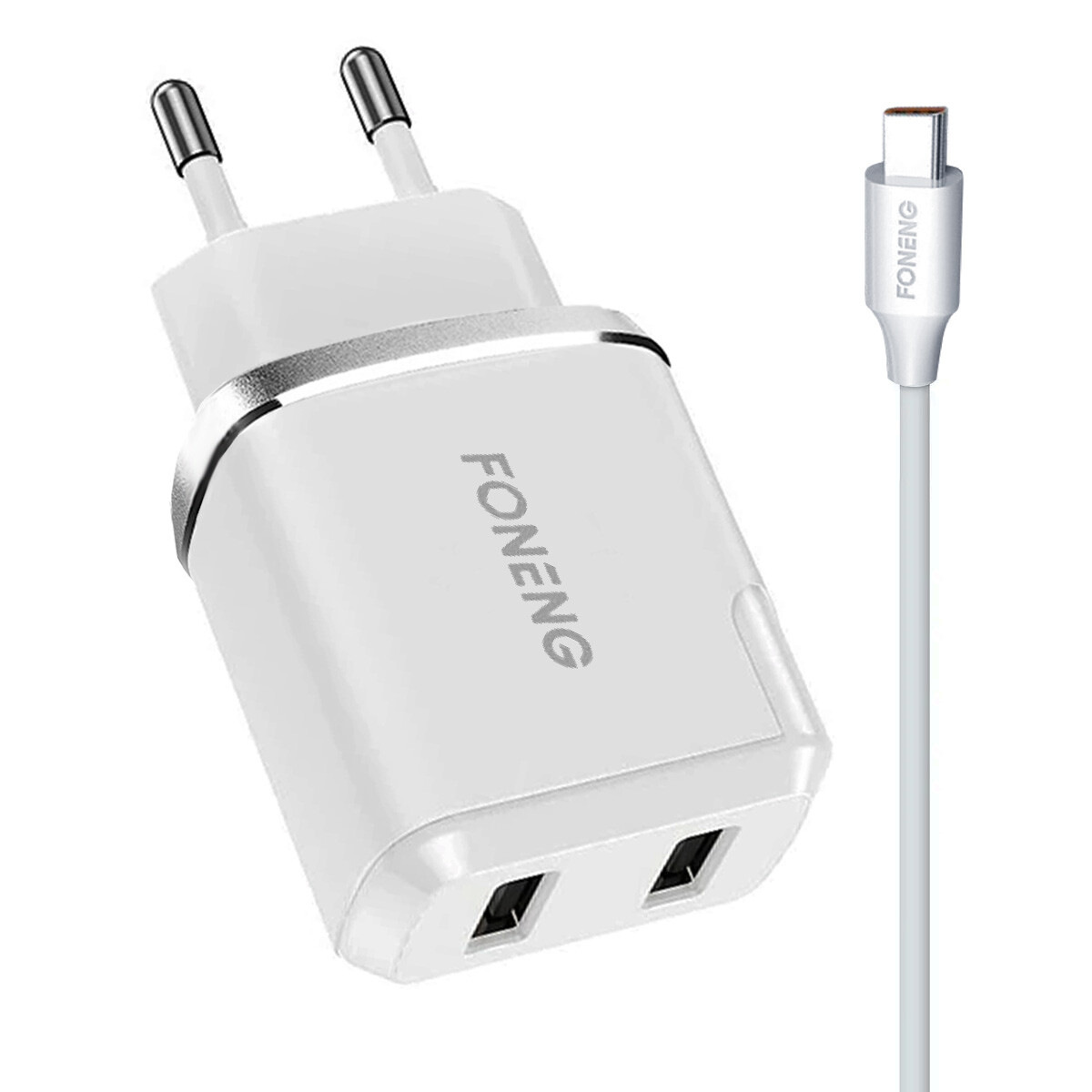 Cargador Foneng Eu20 + Cable Tipo-c 2 Usb 2.4a - CARGADOR FONENG EU20 USB C 2.4A 2 USB 