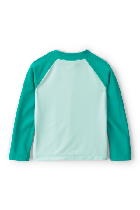 Remera de baño manga larga con protección UPF 50+, verde, estampa ballena Remera de baño manga larga con protección UPF 50+, verde, estampa ballena