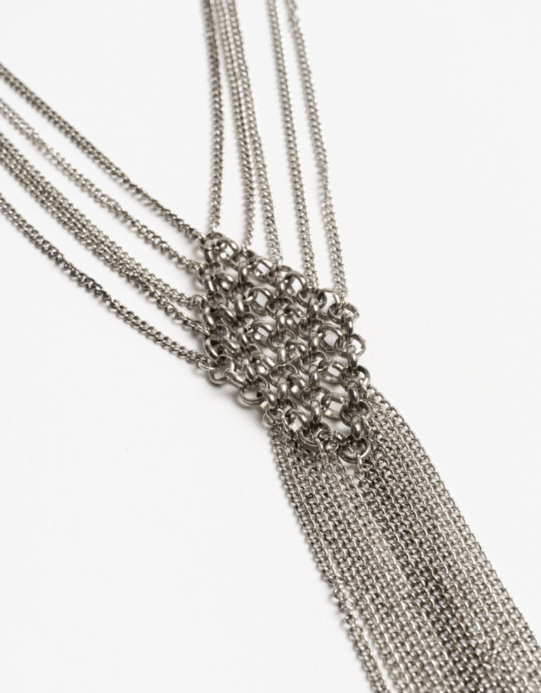 Collares Largos Metal Collar Largo Mesh Metálico - Plateado Antique Silver