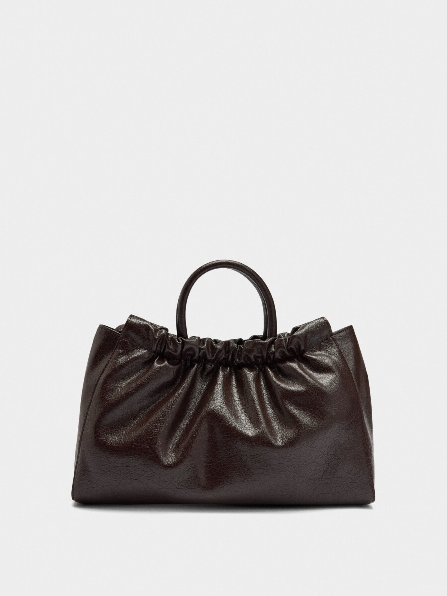 Bolso Shopper Con Fruncido marron