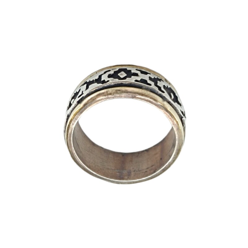 Anillo Labrado-Plata y Oro-Sin Piedra-AN5146 sinpiedra