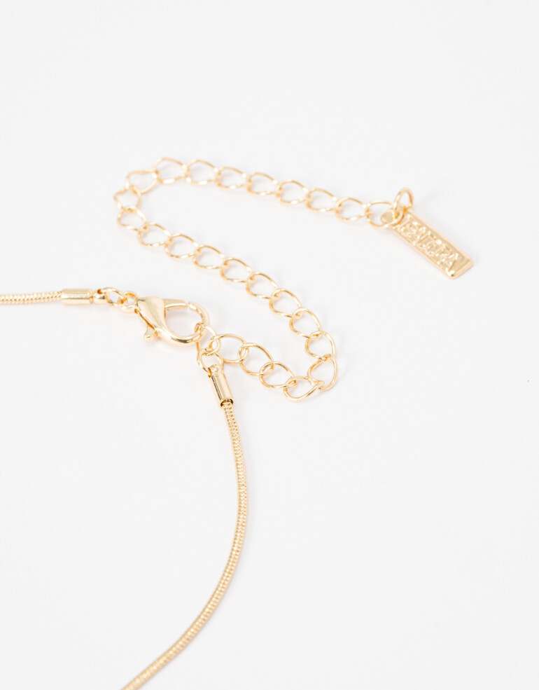 Cadena Corta con Dije Acrilico Collar Cadena Con Charm Acrílico. - Dorado