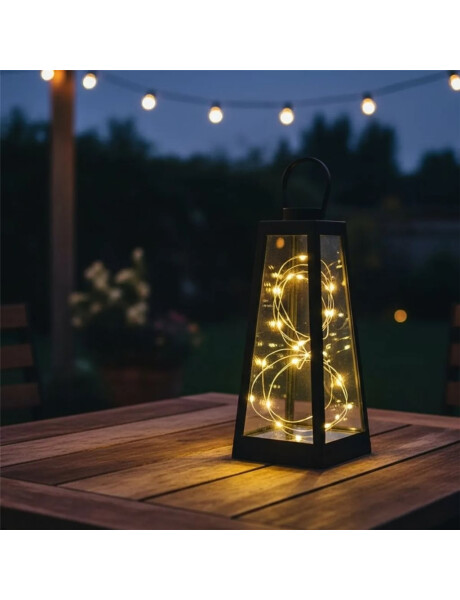 FAROL CON LUCES LED 11x11x23CM PLASTICO NEGRO FAROL CON LUCES LED 11x11x23CM PLASTICO NEGRO