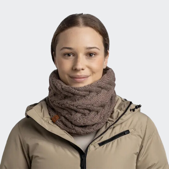 Bufanda Buff Knitted & Fleece Neckwarmer Caryn Marrón
