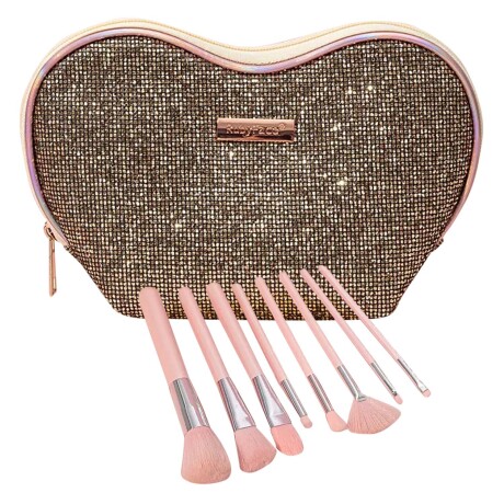Set Completo cepillos para Maquillaje 8 Piezas con Estuche Dorado