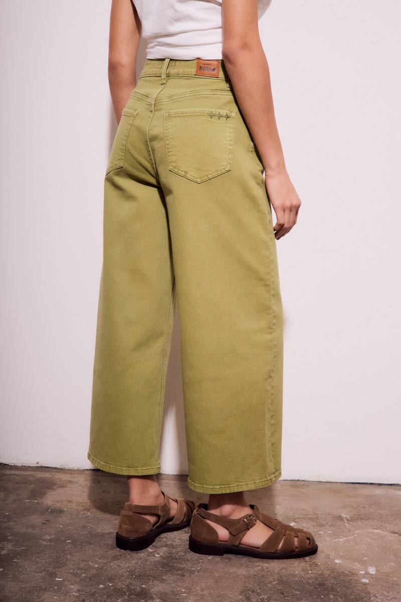 Jean Wide Lavado Oliva