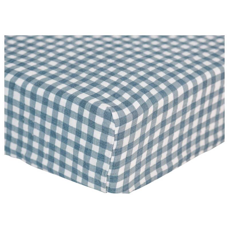 LJ7CRIB Sábana Bajera Para Bebés - Navy Gingham