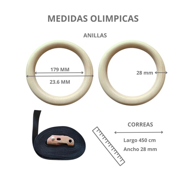 2x Anillas de Madera Olímpicas Gimnasia Calistenia en Casa 2x Anillas de Madera Olímpicas Gimnasia Calistenia en Casa