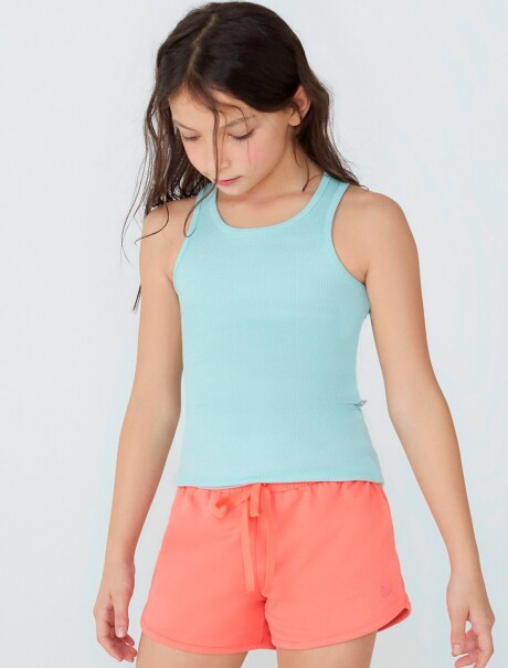 MUSCULOSA BÁSICA INFANTIL ACANALADA CELESTE