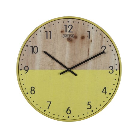 Reloj Analógico de Pared Símil Madera Colorido Selecta 42cm Amarillo