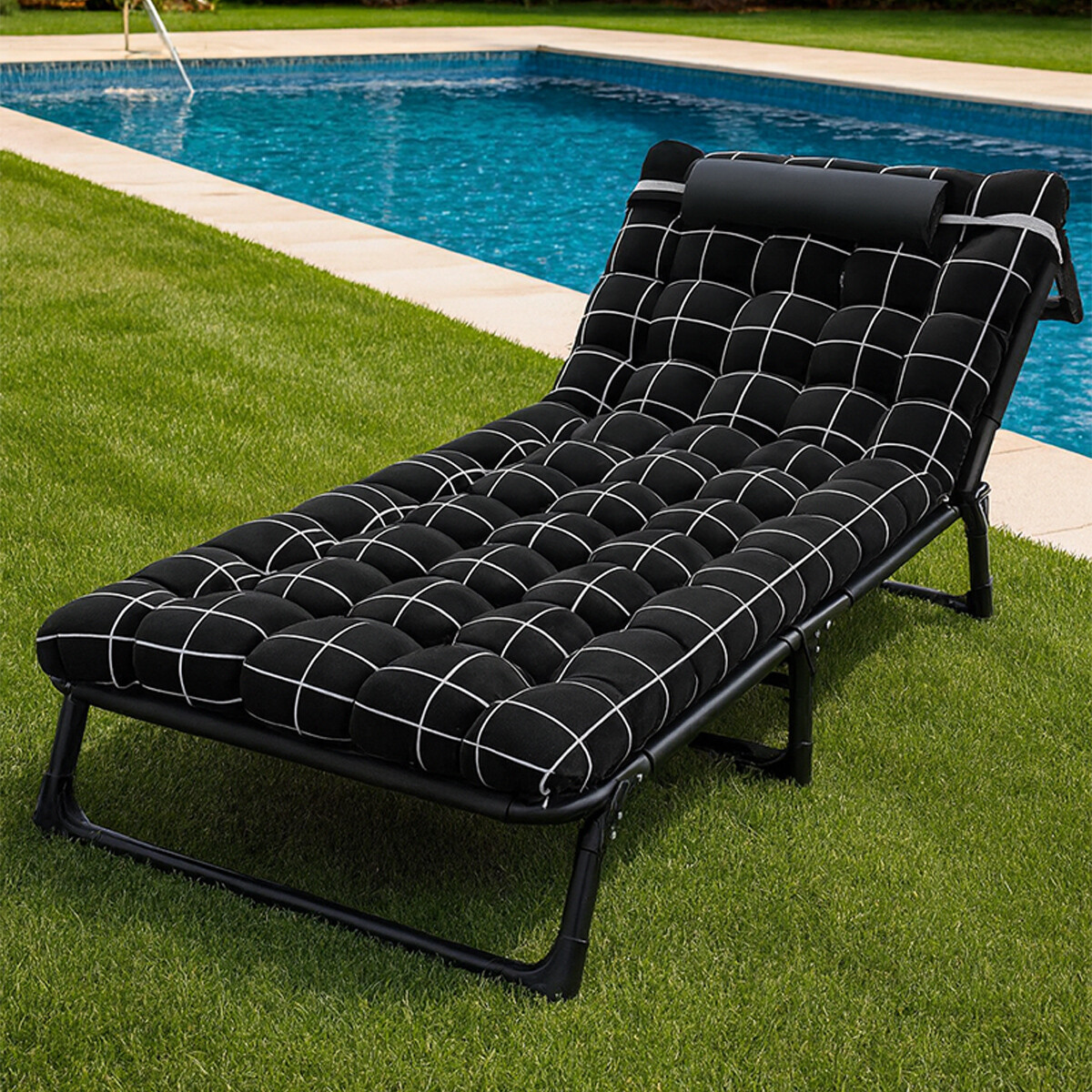 Catre plegable acolchonado - Cuadrillé 