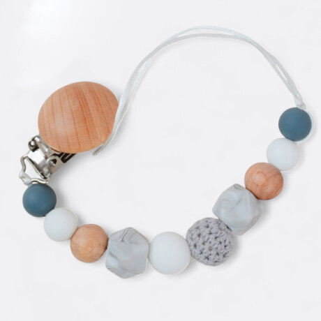 Cadena De Chupete Cuentas Con Diseño Blanco Y Gris