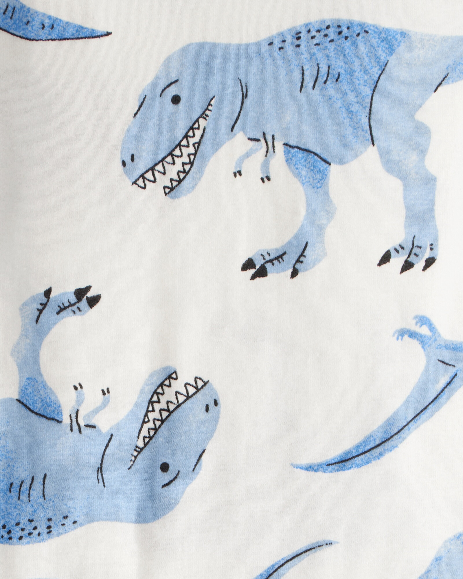 Pijama cuatro piezas de algodón, dos remeras manga larga y dos pantalones, diseño dinos Sin color