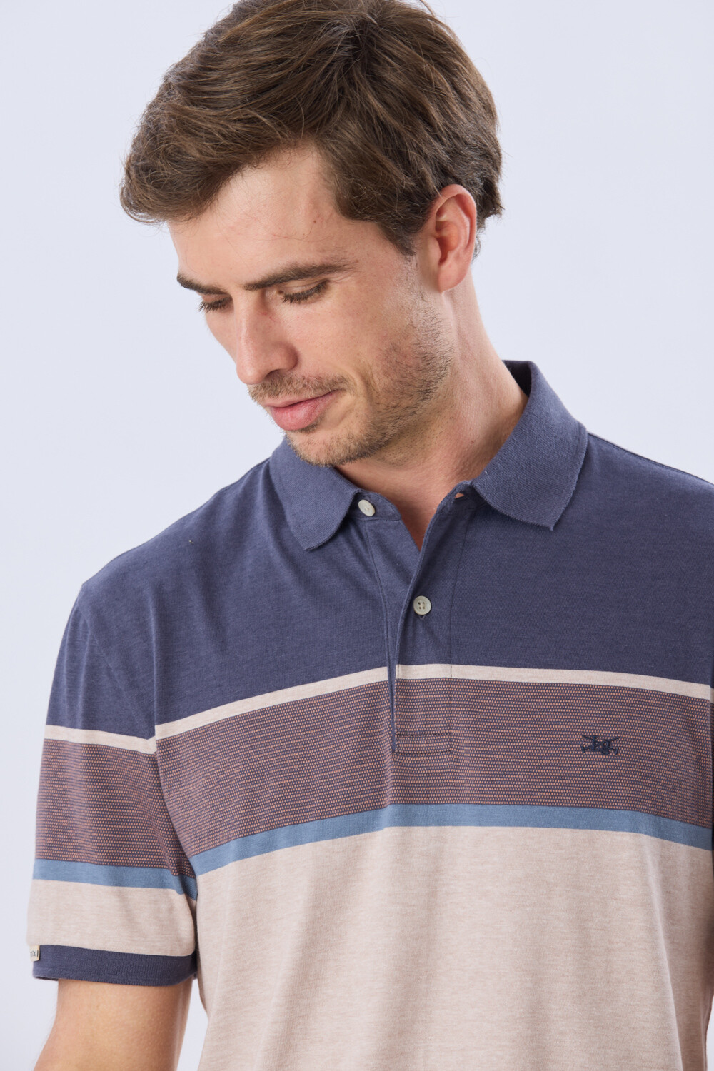 REMERA POLO RAYADA JERSEY Azul
