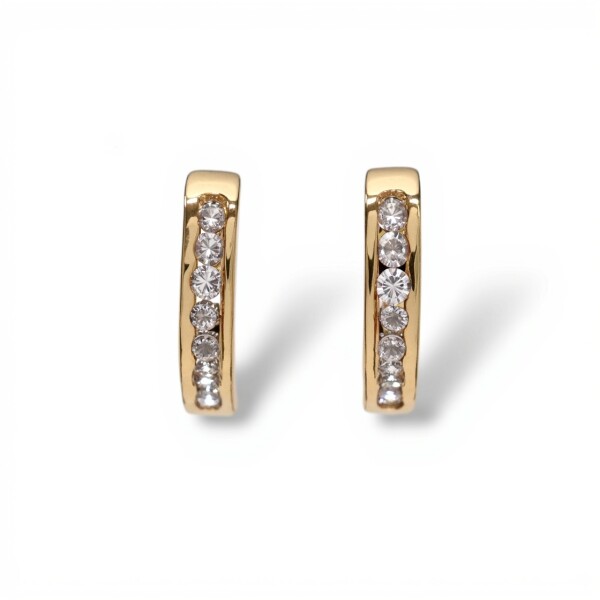 Caravanas Medio aro Zirconia-Plata y oro-Zirconia-CA5034 conpiedra