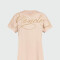 Moncler - Camiseta de Algodón con Logotipo en Cursiva Bordado Celeste