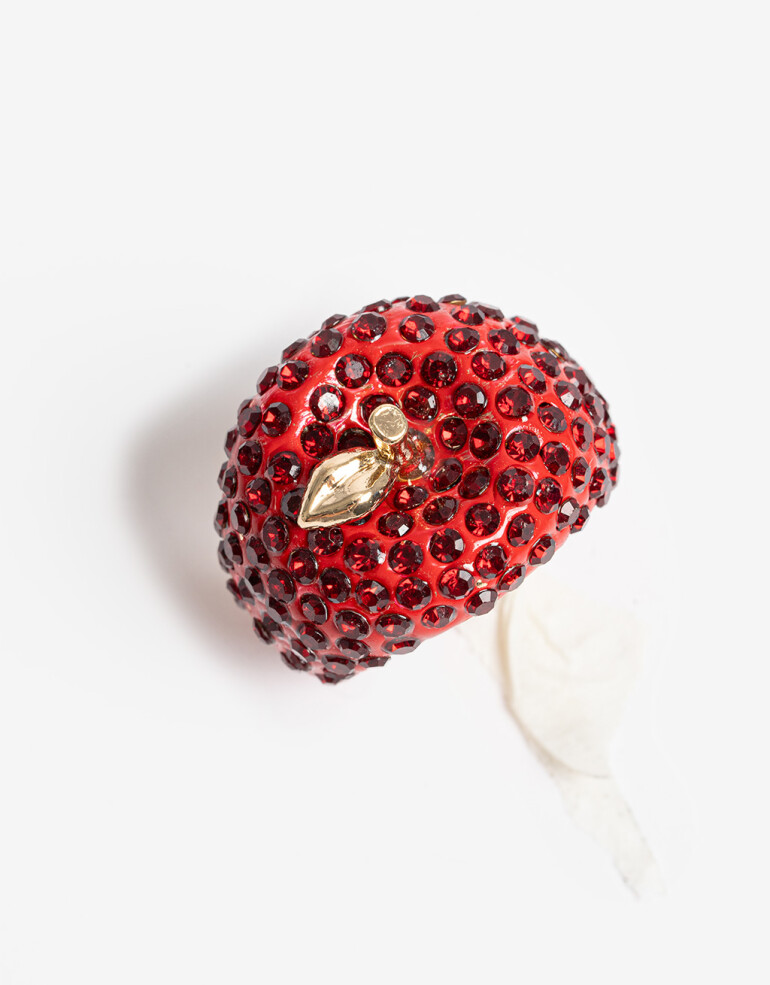 Anillos Medianos y Grandes Color Anillo Manzana Strass - Rojo Medio