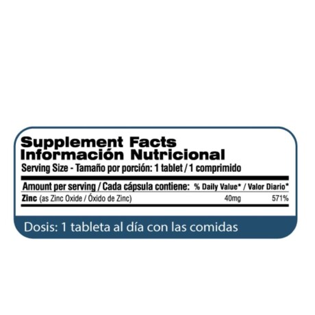 ¡OFERTA IMPERDIBLE! Zinc 40 mg 100 Tabletas Qualivits ¡OFERTA IMPERDIBLE! Zinc 40 mg 100 Tabletas Qualivits