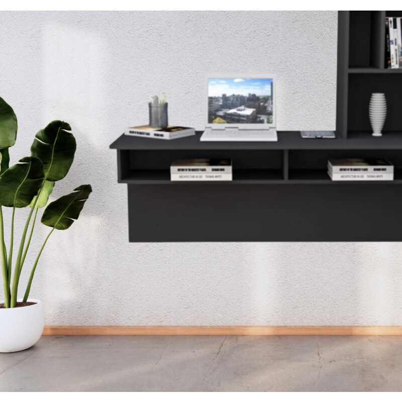 Escritorio Ideal Home Work Estantes Negro