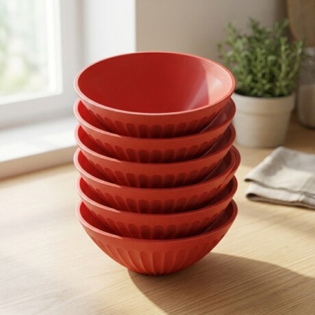 Set x6 bowl de plástico 400ml ROJO