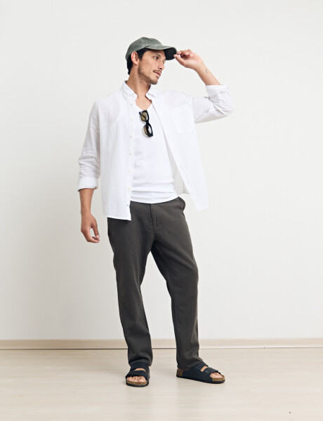 011954 CAMISA HARRINGTON LABEL LINO Blanco