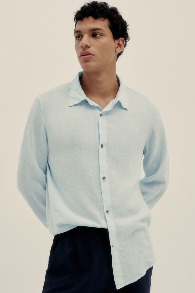 LONG SLEEVE LINEN SHIRT Celeste