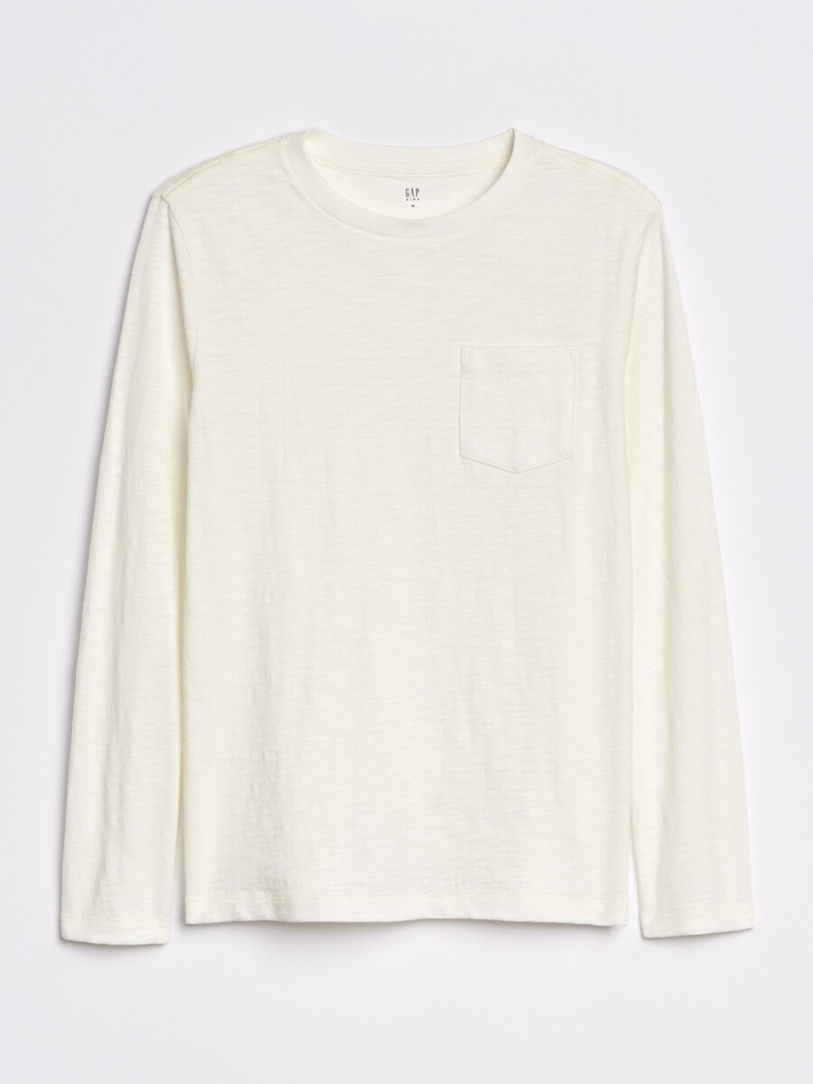 Remera Con Bolsillo Manga Larga Niño - New Off White 