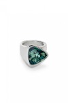 ANILLO EN ALEACIÓN DE METALES BAÑADO EN PLATA DE LEY CON CRISTAL VERDE Anillo