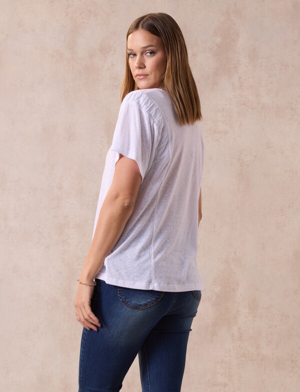 Remera Lino Frunce BLANCO