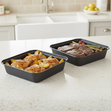 Set x2 Asadera cuadrada 22,5x22,5x5 cm GRIS OSCURO