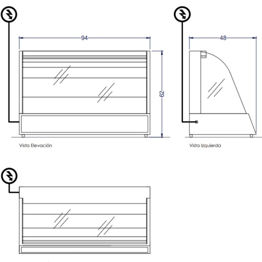 Vitrina Calefaccionada Curva Sobremesa VMCD-3 Vitrina Calefaccionada Curva Sobremesa VMCD-3