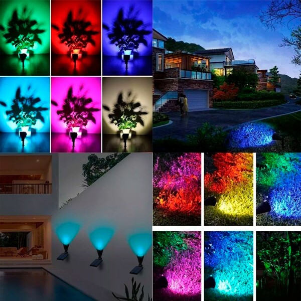 Lampara Led RGB Solar x4 Exterior Jardin Caminos Decoracion Lampara Led RGB Solar x4 Exterior Jardin Caminos Decoracion