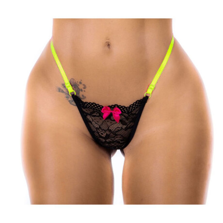 Tanga Neon Pimenta Sexy Negro / Verde