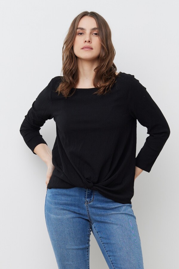 Blusa Detalle Nudo NEGRO