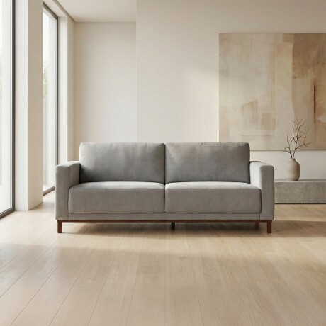 Sofá Barcelo - Tela Microfibra - 3 cuerpos Kruger 06-155 (Ceniza)