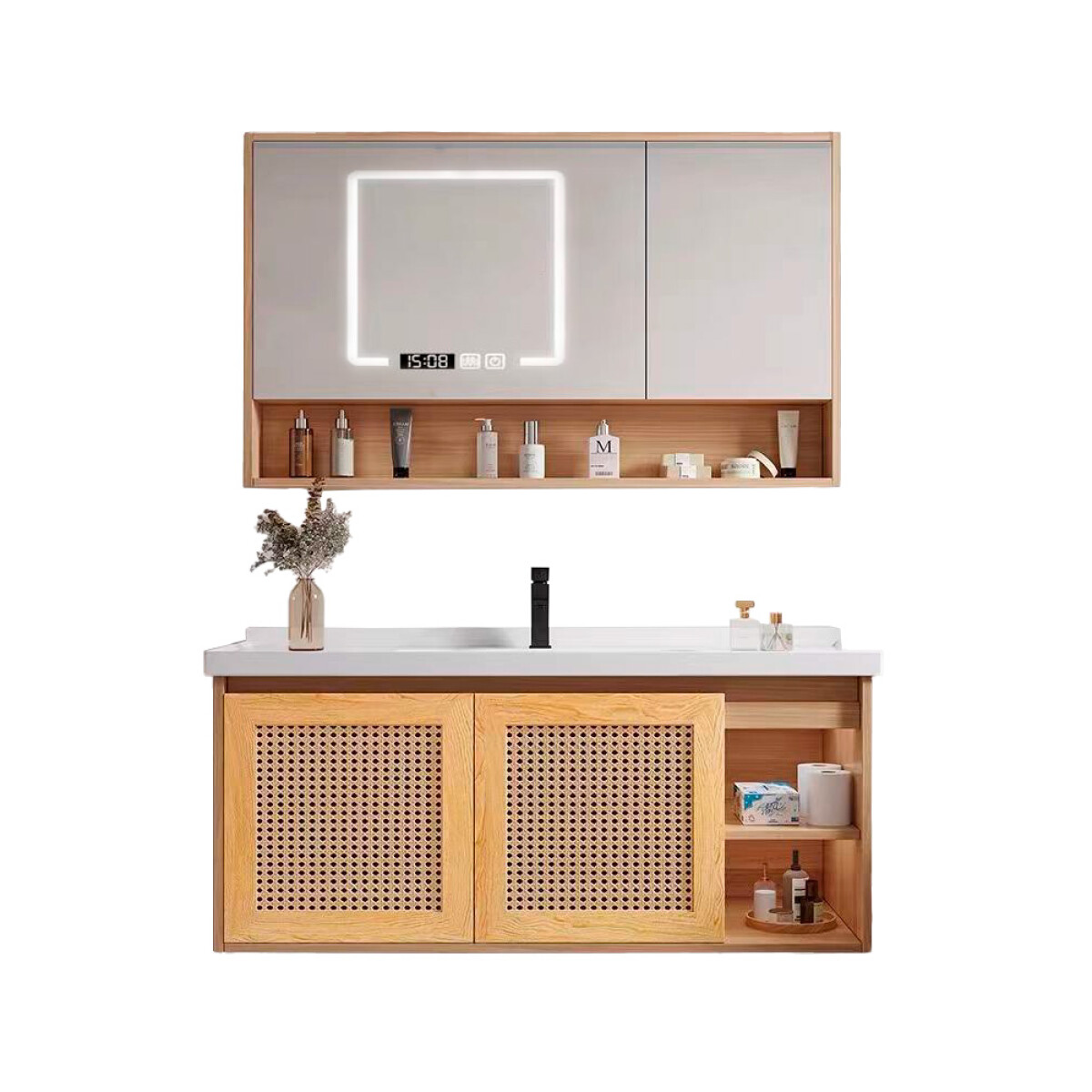Conjunto De Baño Habitare Modelo Lt2005-100m / Mueble + Bacha + Espejo Led 