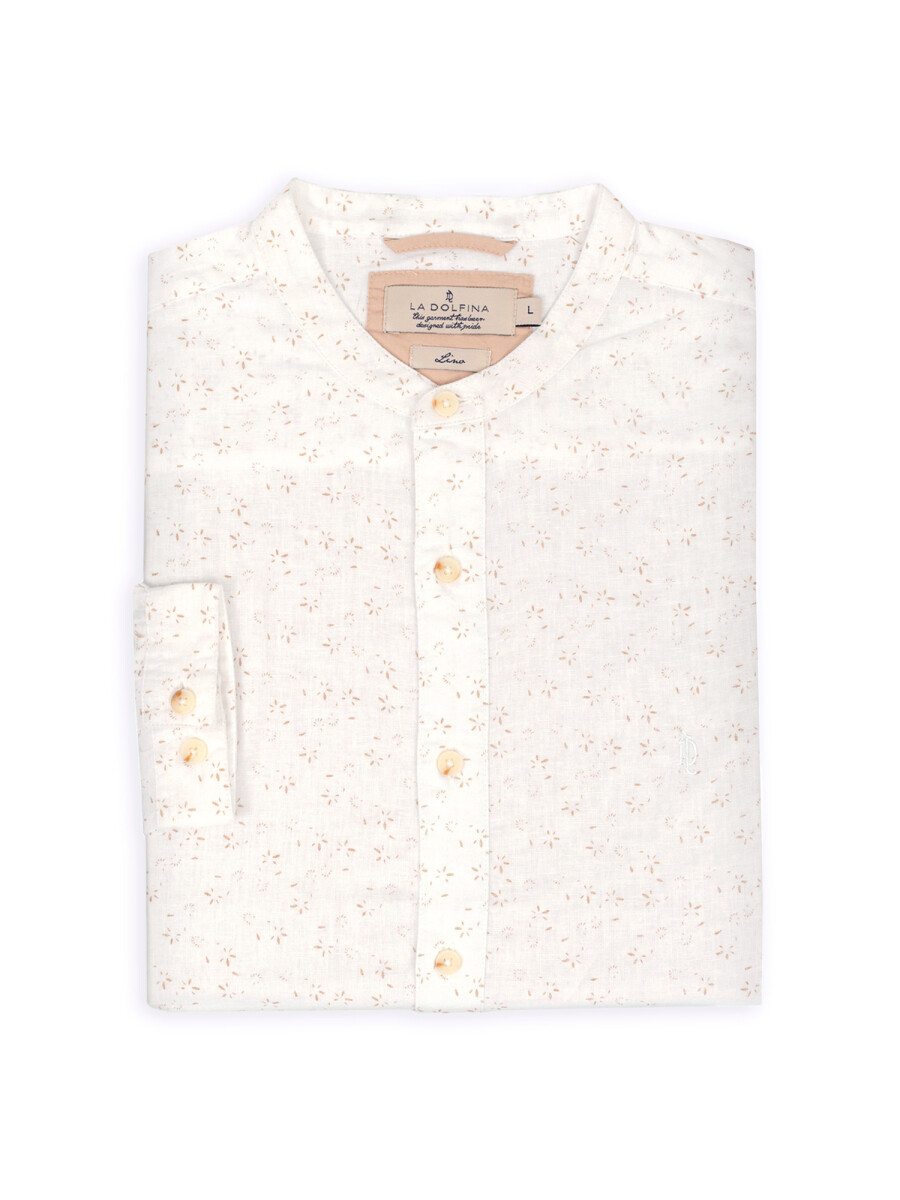 Camisa lino estampada - blanco-1 