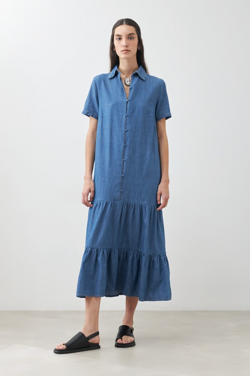 Maxi vestido de jean jean medio