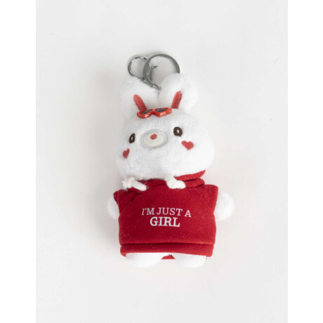Llavero Y Charm De Peluche De Conejito Blanco Crudo