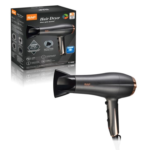 Secador de pelo 2200W eléctrico con boquilla de peinado - RAF - R409B Secador de pelo 2200W eléctrico con boquilla de peinado - RAF - R409B