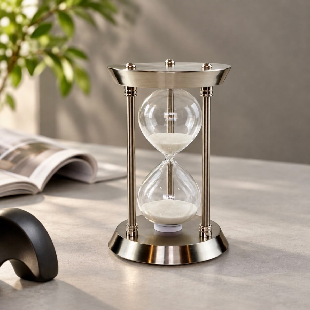 Reloj de Arena Decorativo con Soporte Plateado - 30min 
